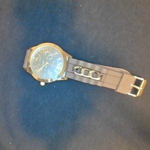 Geneva Gold Costume Jewelry Watch , Brown Band